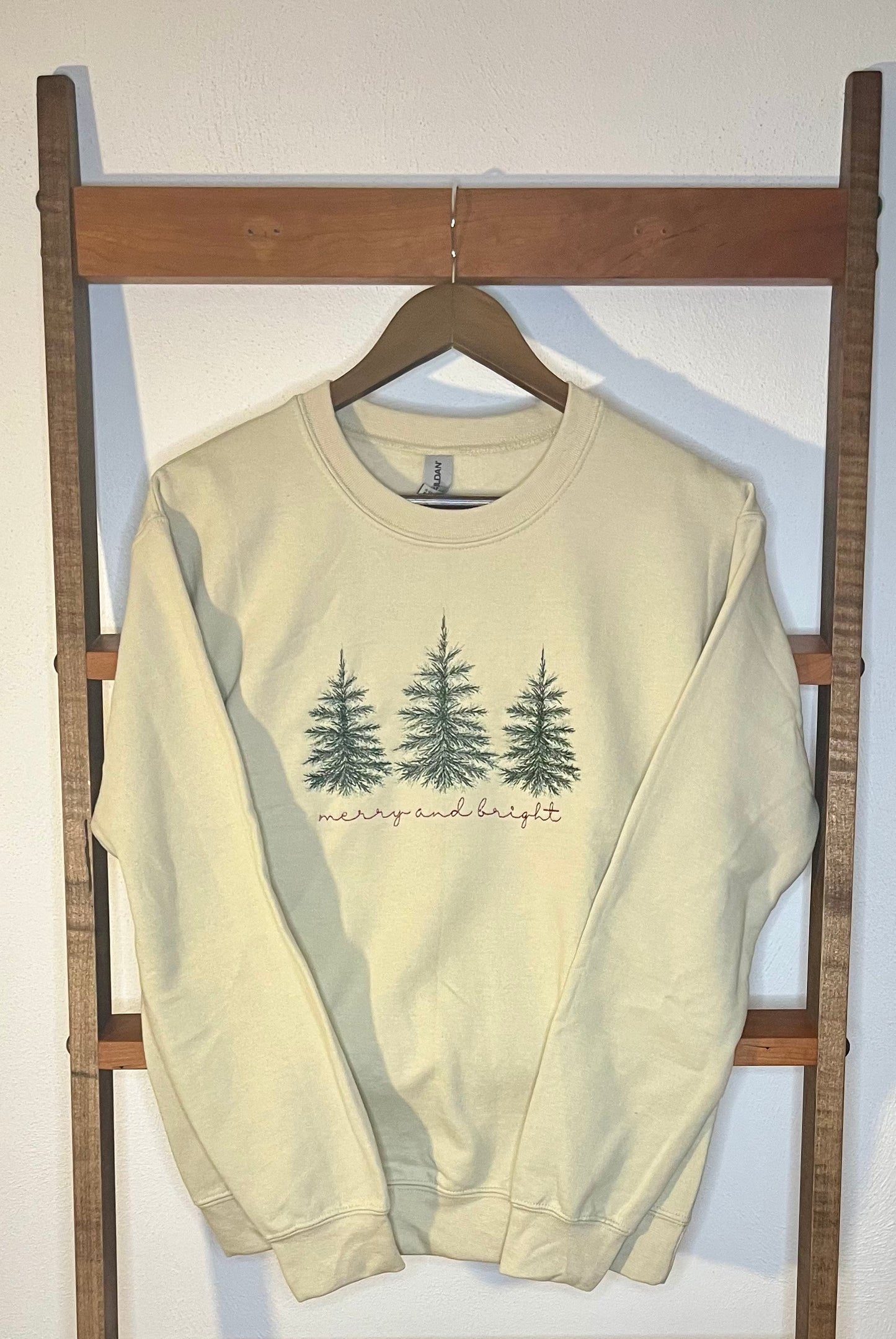 "Merry and Bright" Embroidered Sweatshirt