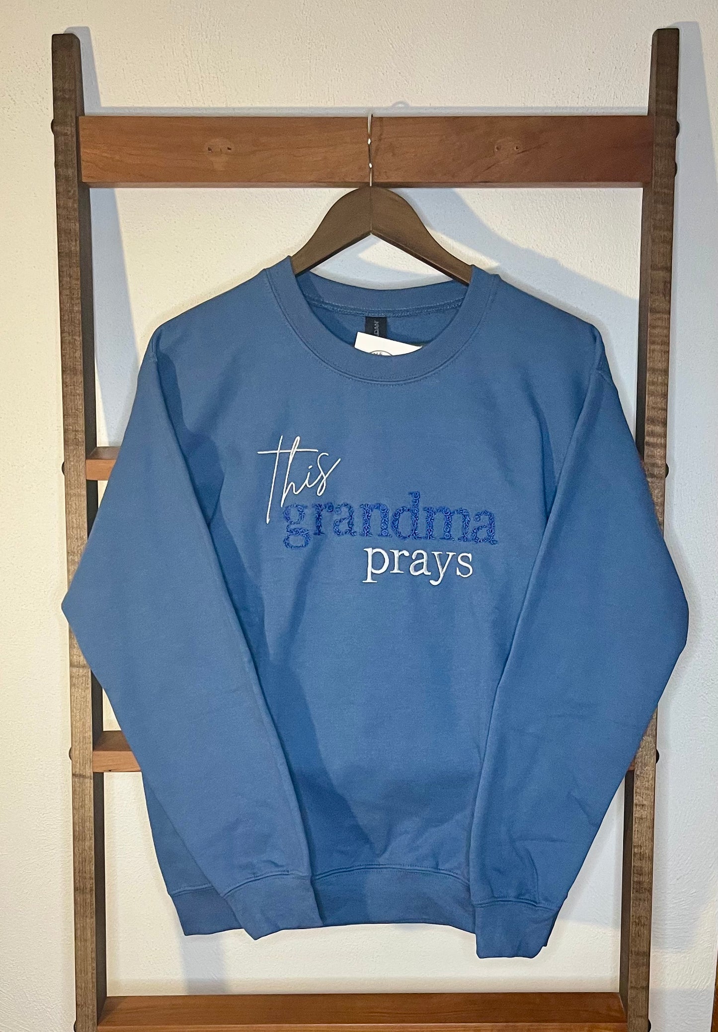 "This Grandma Prays" Embroidered Sweatshirt