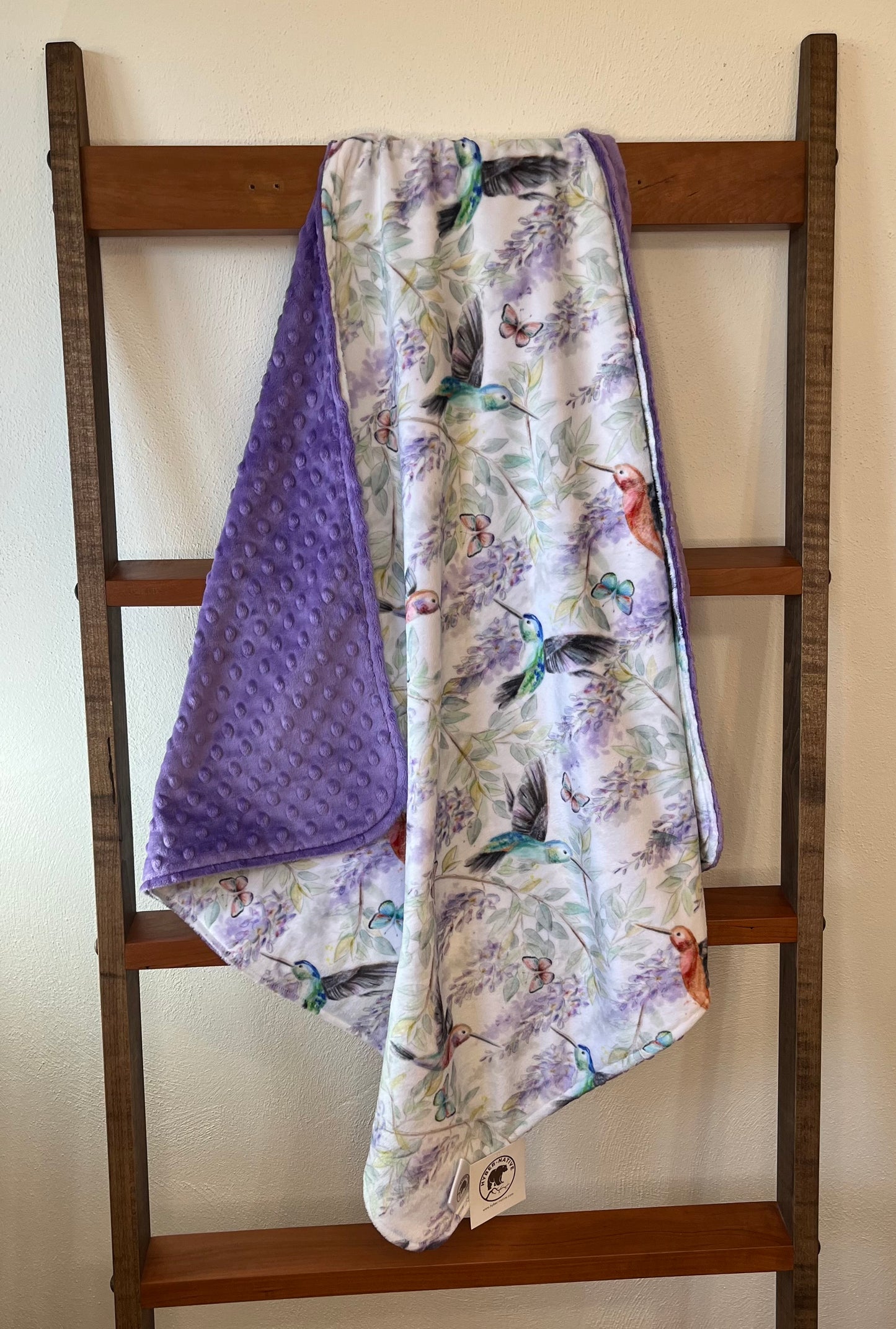 Hummingbirds Amethyst Receiving Blanket