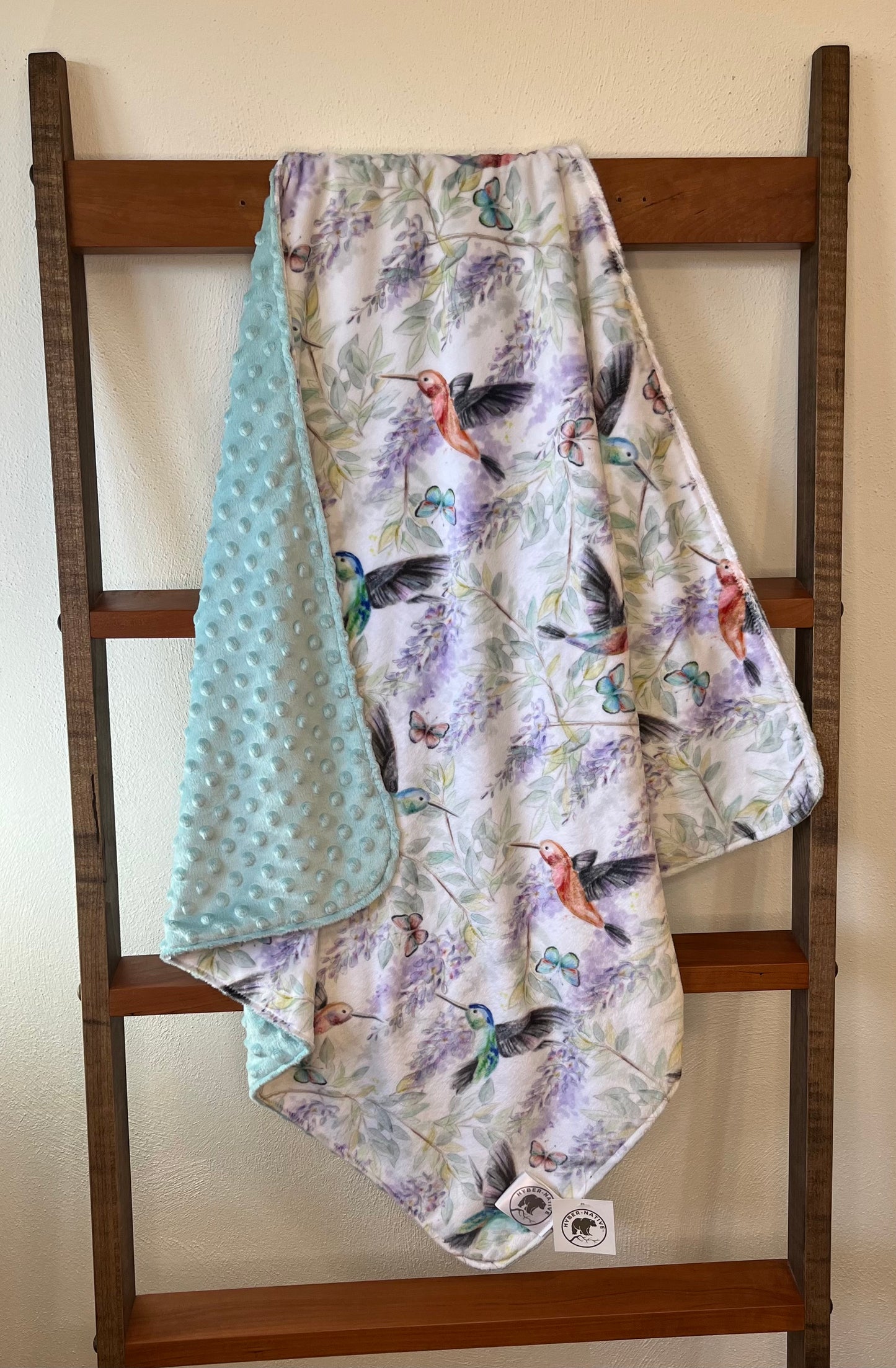 Hummingbirds Aqua Receiving Blanket
