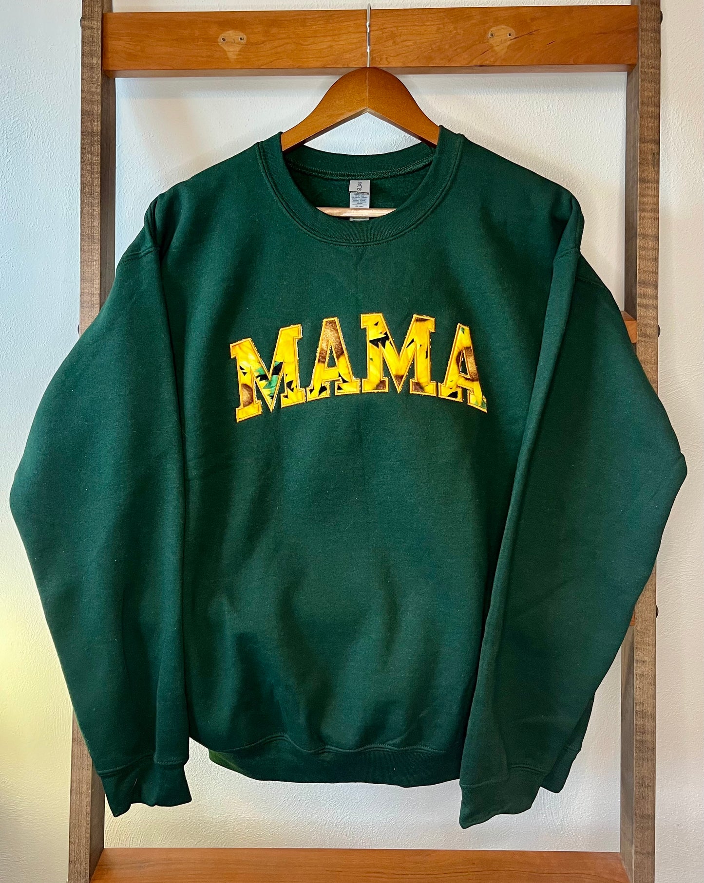 Cuddle® "Mama" Sweatshirt - Forest Green with Sunflowers - Unisex Medium