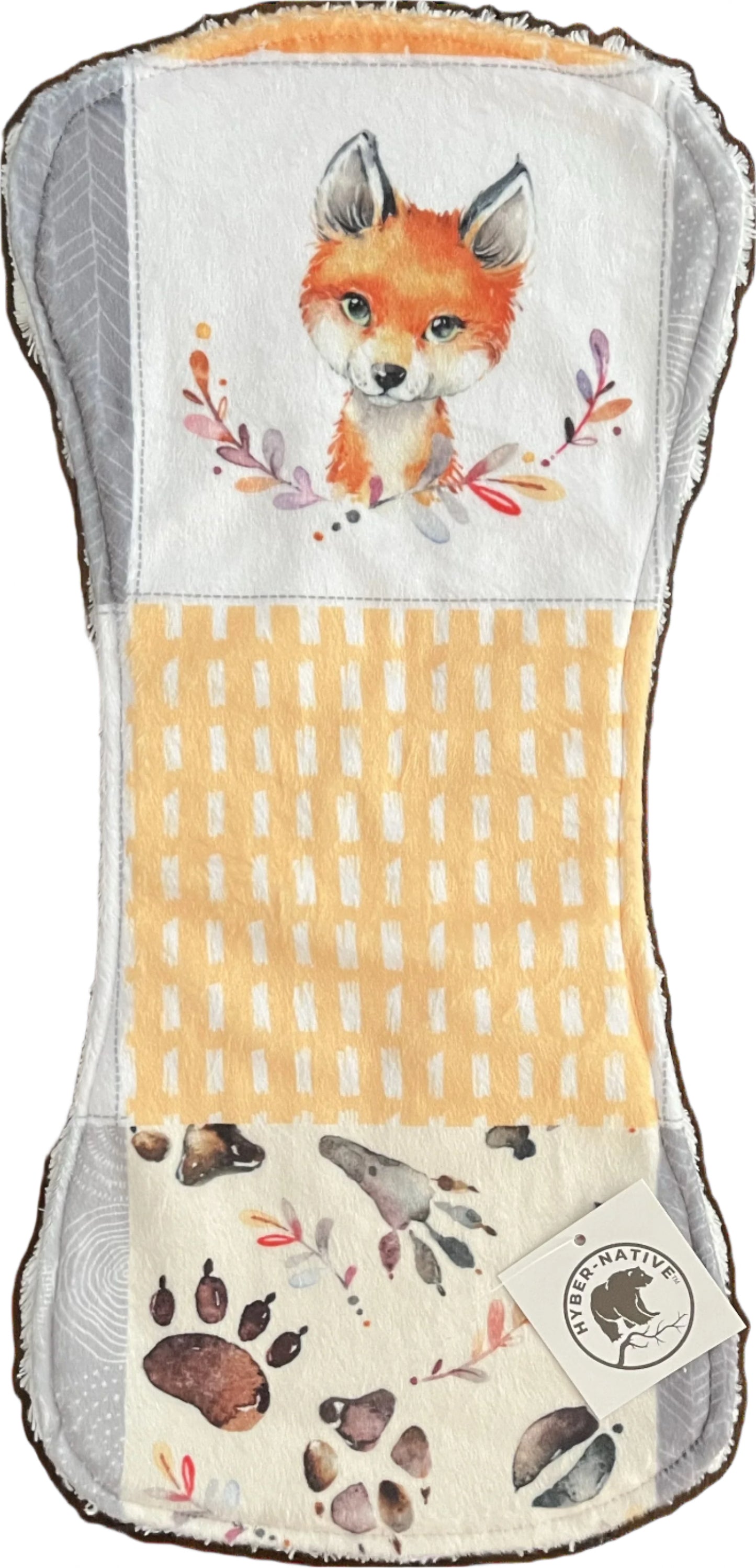 Hyber-Native Forest Tracks Baby Fox Burp Cloth
