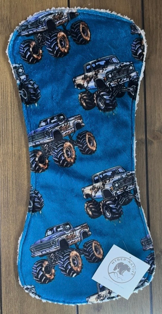 Monster Trucks Teal Burp Cloth