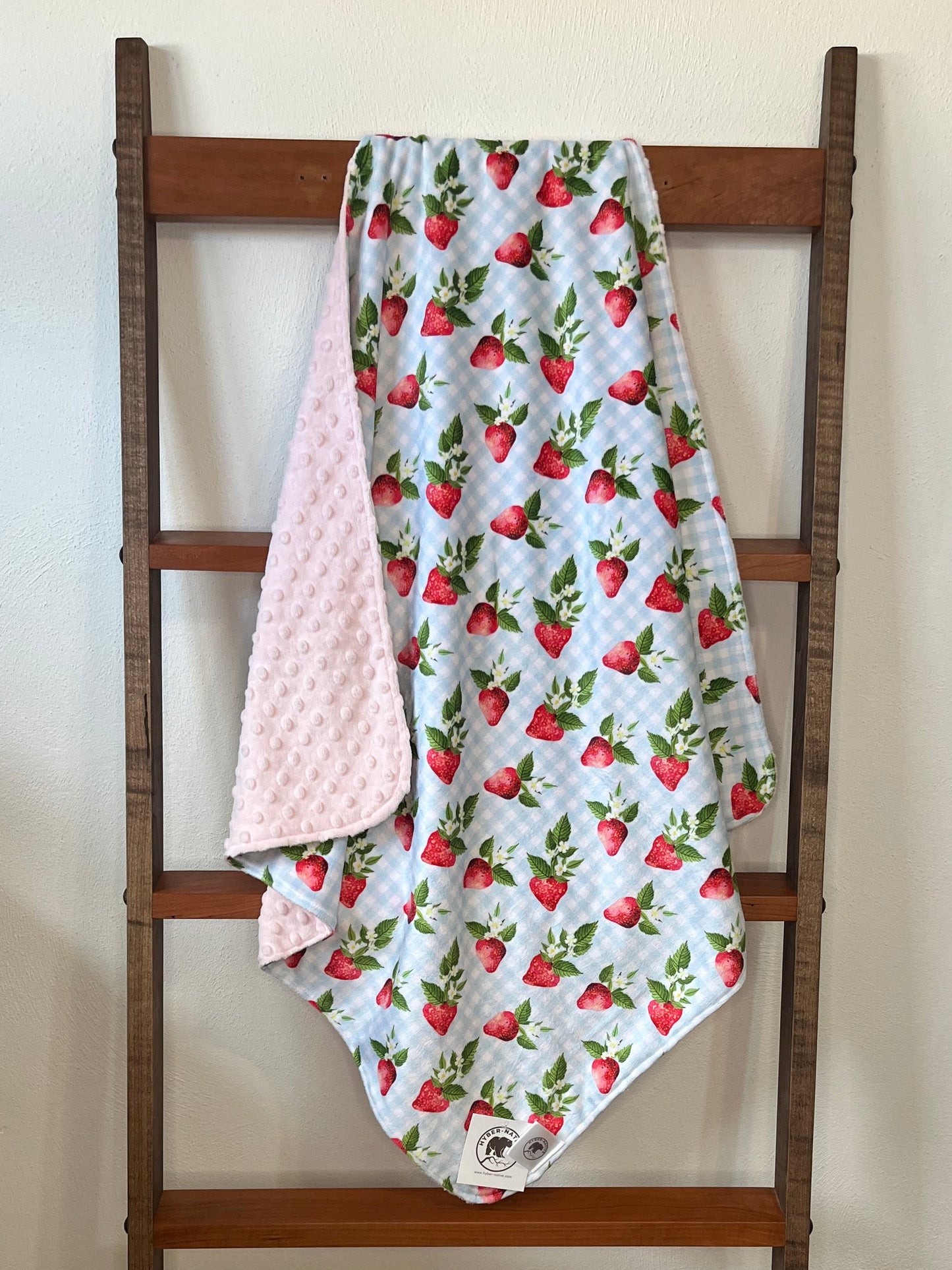 Strawberries (Pink) Receiving Blanket