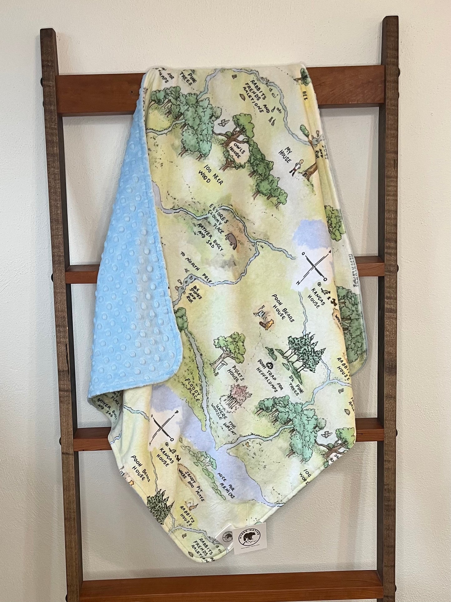 Classic Pooh Woodland Map (Blue) Receiving Blanket