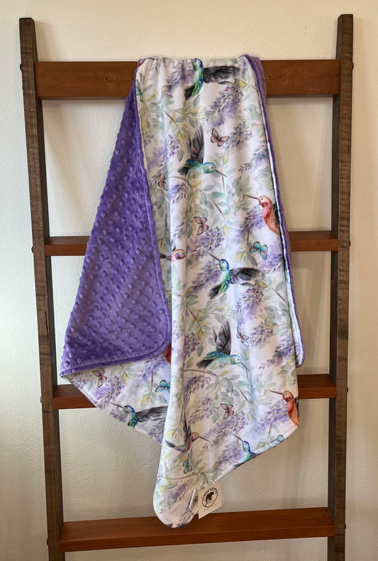 Hummingbirds Amethyst Receiving Blanket
