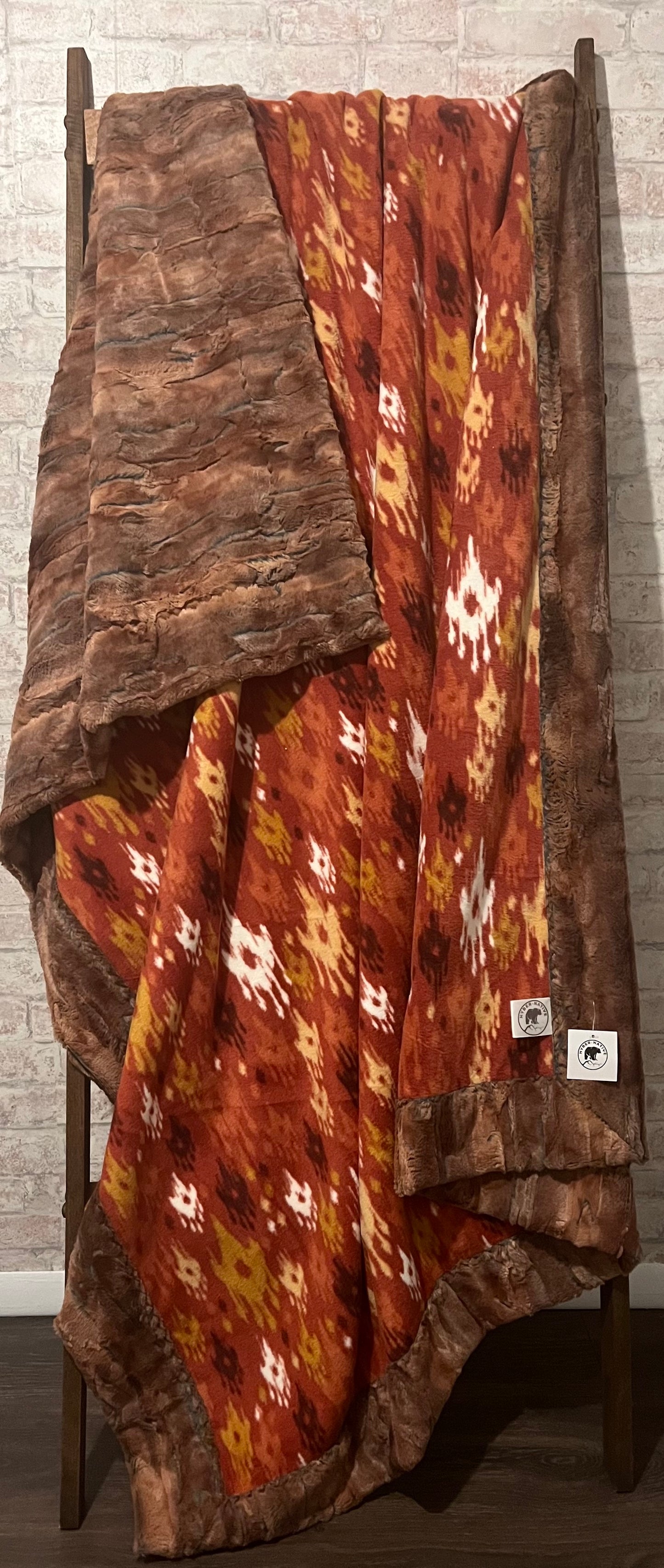 Southwest Rust/Copper Fox Adult Throw (Luxe Fleece/Minky)