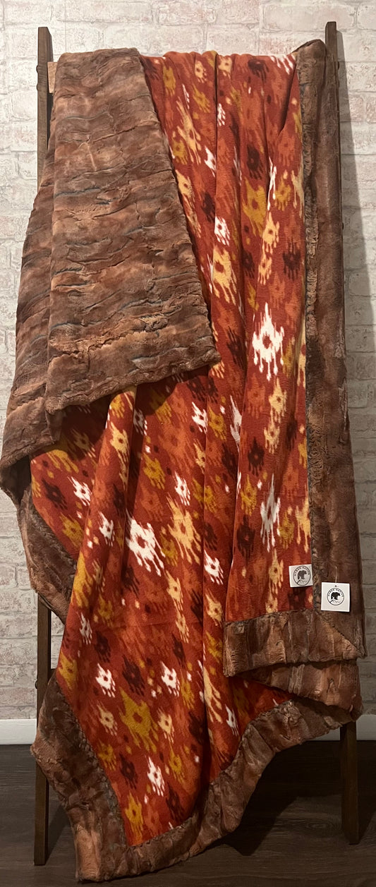 Southwest Rust/Copper Fox Adult Throw (Luxe Fleece/Minky)