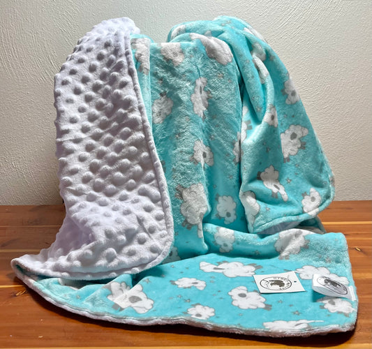 Hyber-Native Little Lambs/White Receiving Blanket
