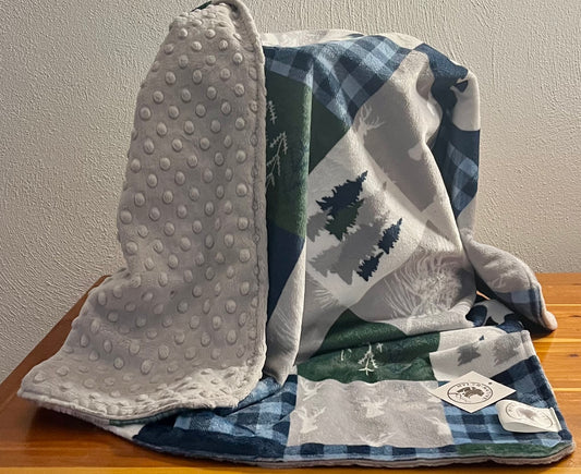 Hyber-Native Cabin Quilt Blue Receiving Blanket