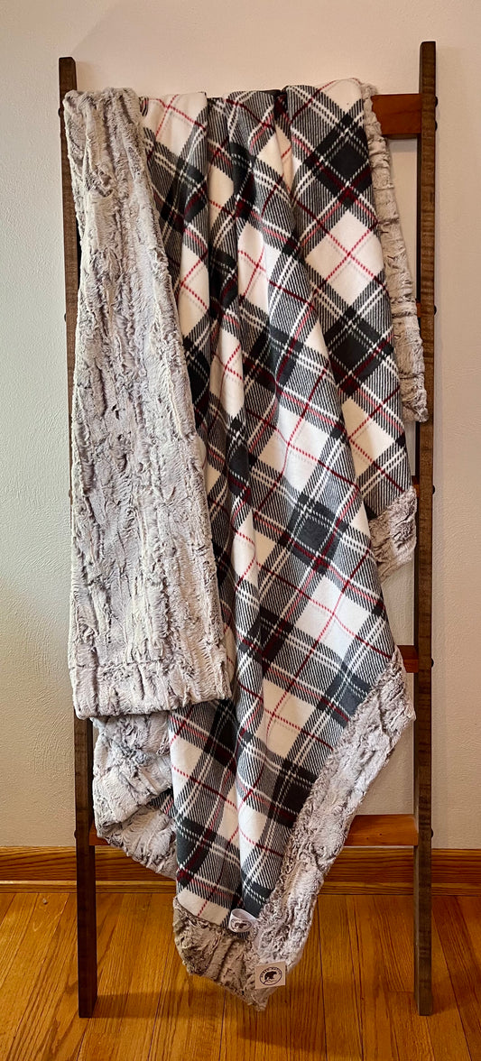 Hyber-Native Grey, Red and White plaid / Silver Fox