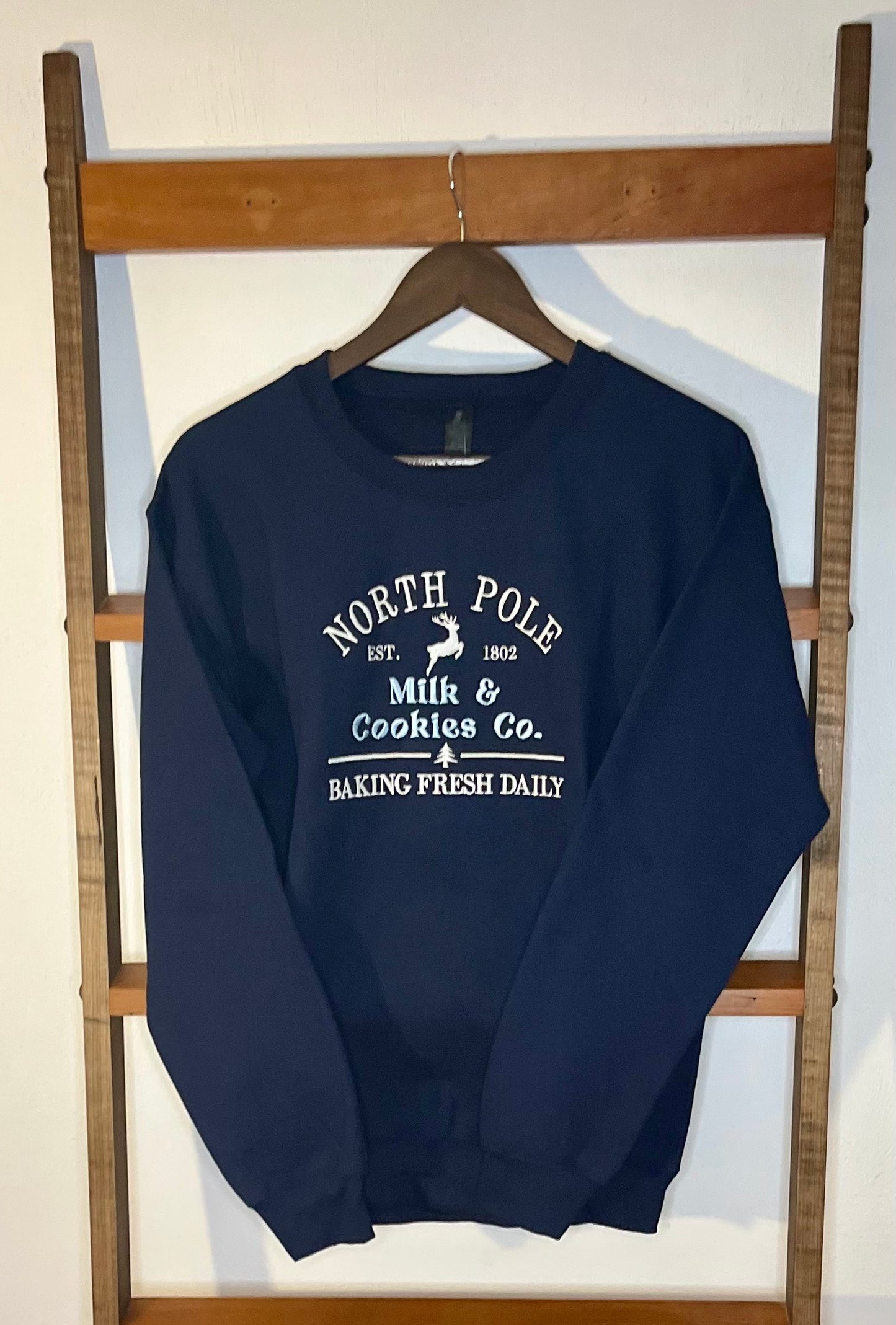 "North Pole Milk & Cookies Co." Embroidered Sweatshirt