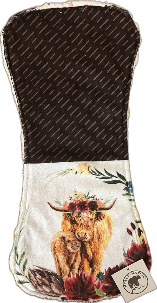 Hyber-Native Highland Cows  Burp Cloth
