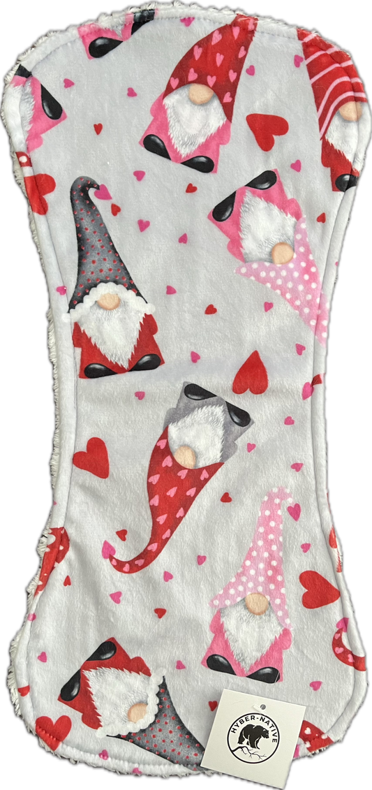 Hyber-Native Hearts & Gnomes Burp Cloth