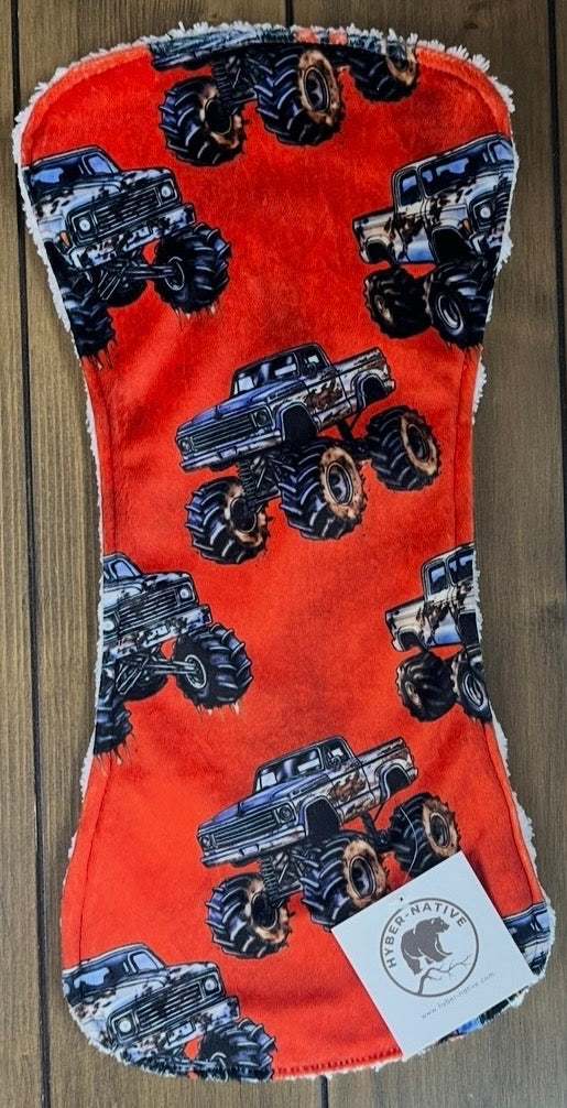 Monster Trucks Orange Burp Cloth