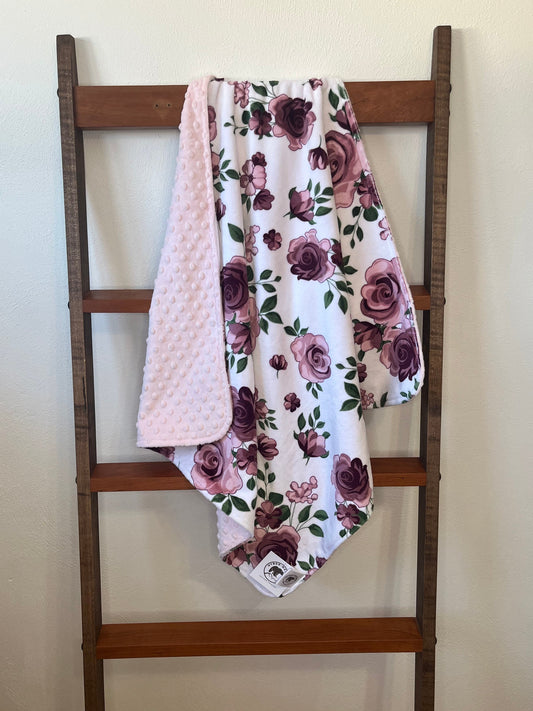Plumwine Roses Receiving Blanket