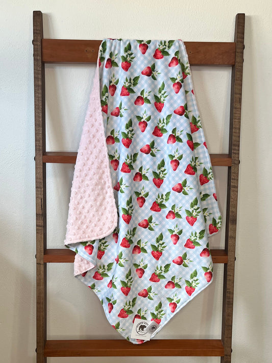 Strawberries (Pink) Receiving Blanket