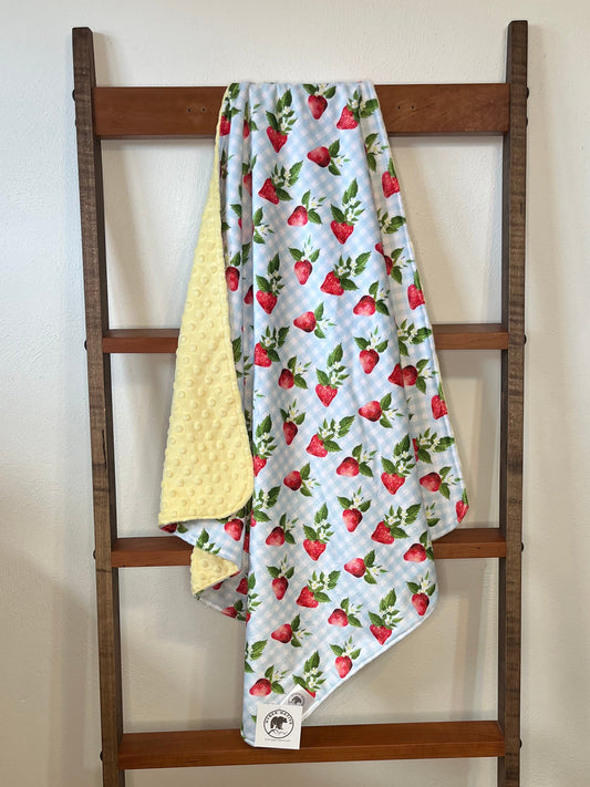 Strawberries (Yellow) Receiving Blanket