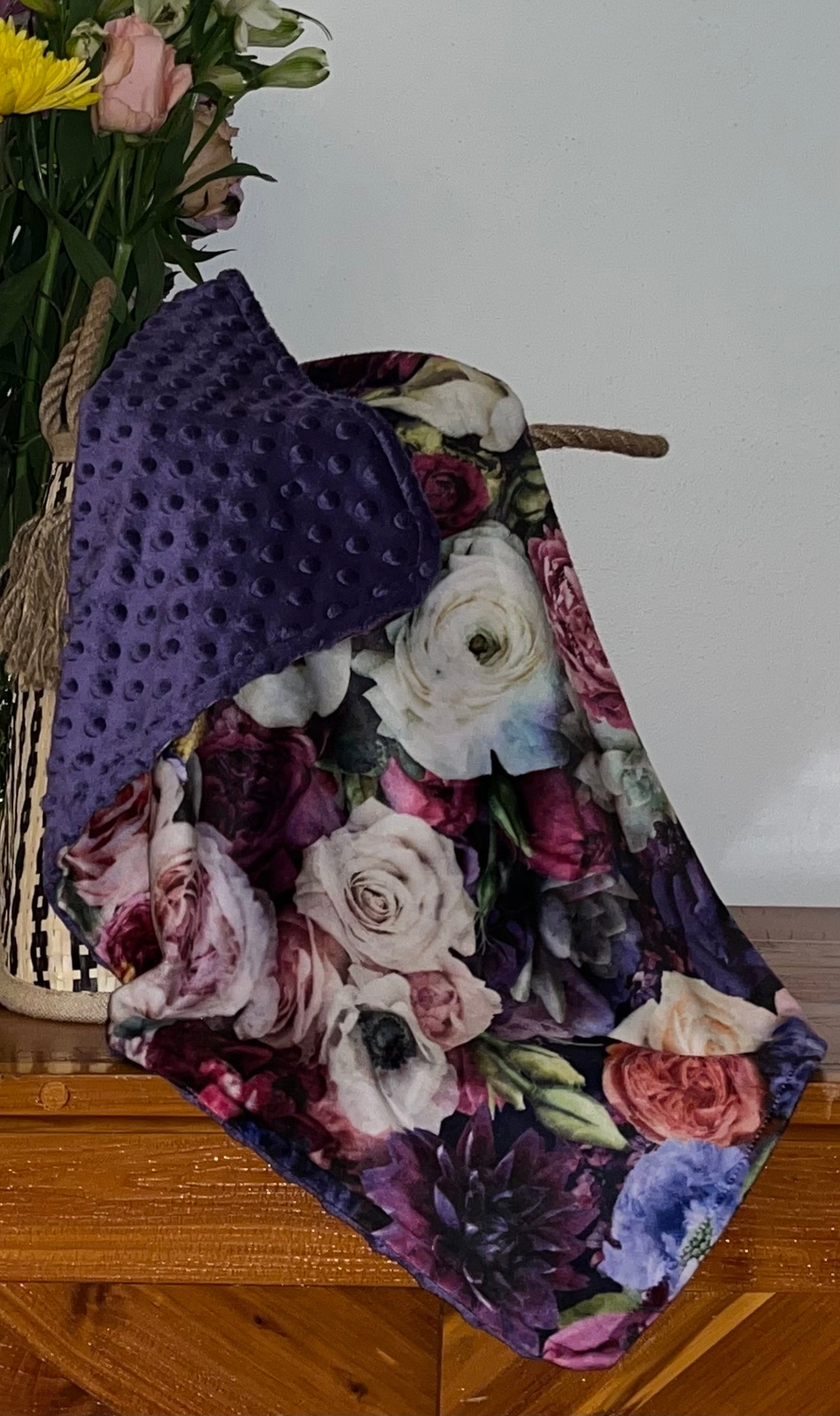Hyber-Native Violet Floral Receiving Blanket